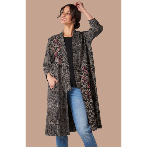 Miran Knee-Length Duster Jacket - Black Miran Knee-Length Duster Jacket - Black