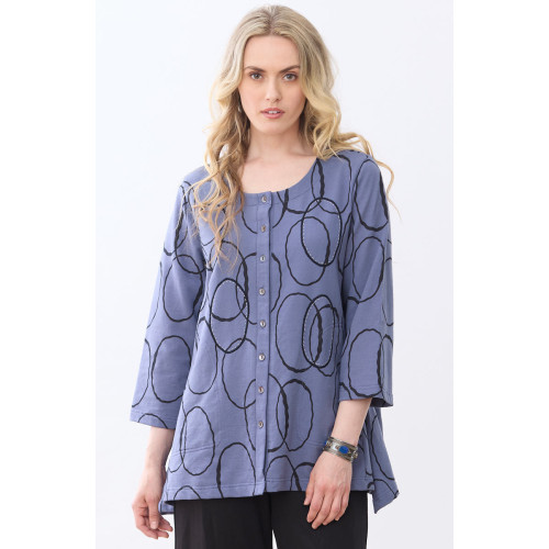 Maneela Organic Cotton French Terry Swing Cardigan - Periwinkle Maneela Organic Cotton French Terry Swing Cardigan - Periwinkle