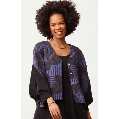 Zeenal Upcycled Patchwork Top - Black/Multi/Chindi Zeenal Upcycled Patchwork Top - Black/Multi/Chindi