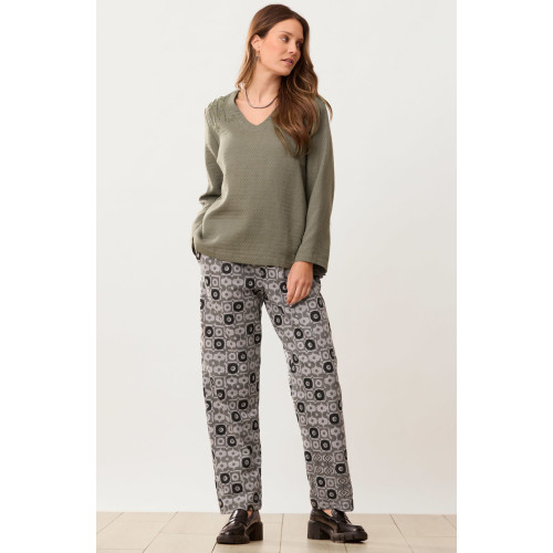 Kavya Block Print French Terry Pant - Heather grey/Black Kavya Block Print French Terry Pant - Heather grey/Black