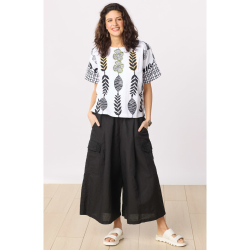 Ramya Pull-On Split Skirt - Black Ramya Pull-On Split Skirt - Black